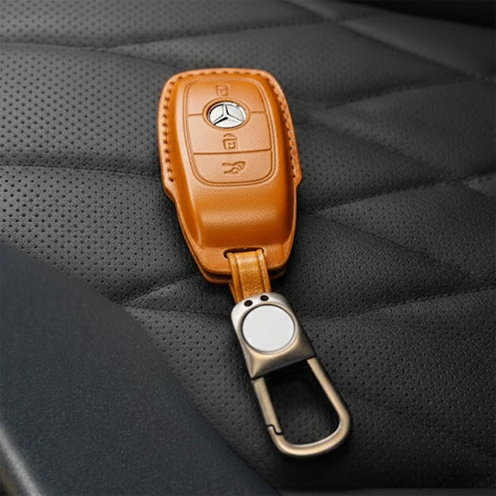 Nøkkeldeksel i skinn - Orange